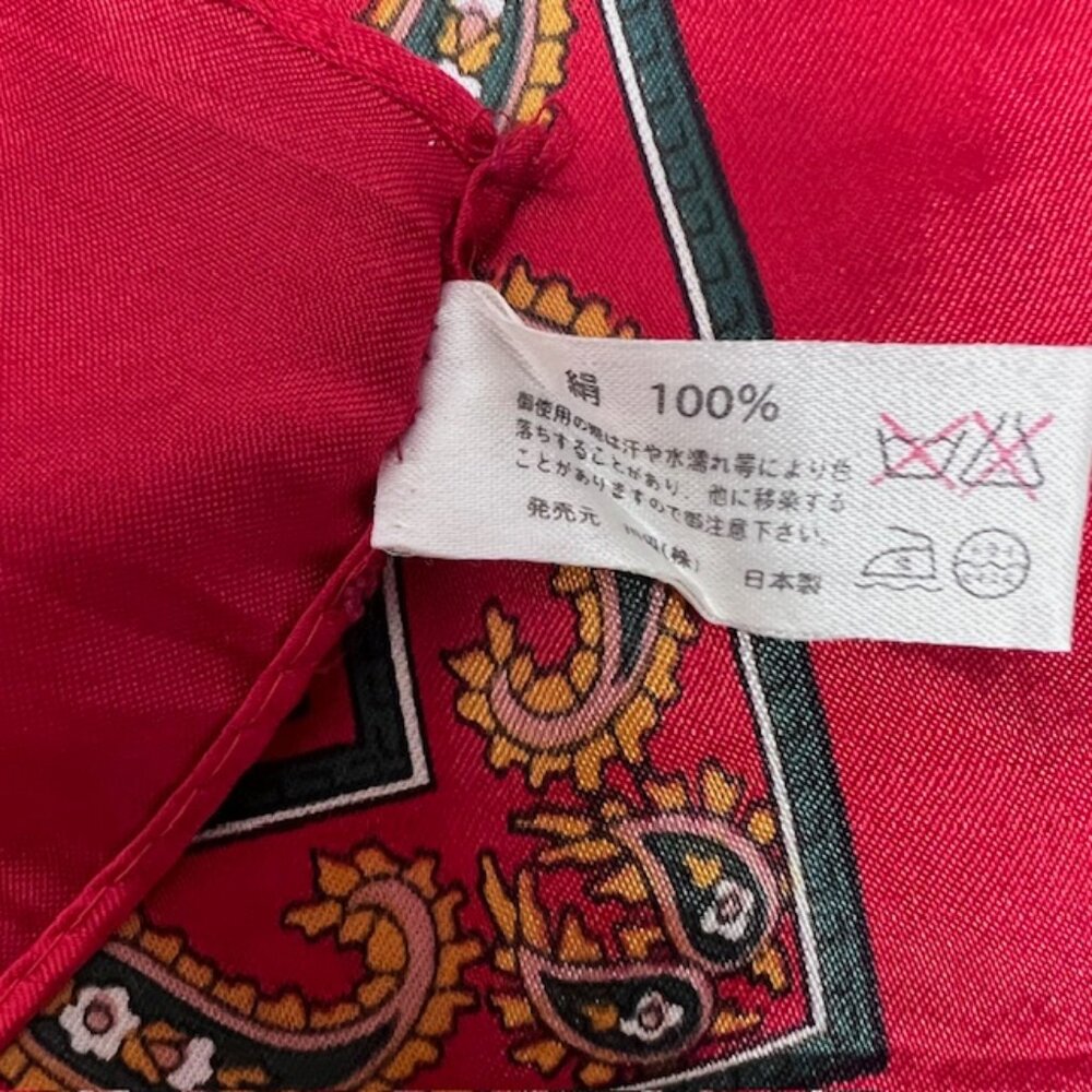Slick Shine by Michell Klein Paris Silk Scarf 31"31" Bright red green yellow(24 - Picture 6 of 7